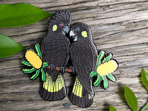 Yellow-tailed Black Cockatoos Hard Enamel Pin