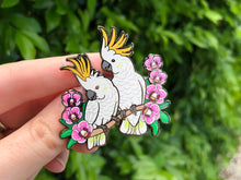 Load image into Gallery viewer, Citron-crested Cockatoos Hard Enamel Pin