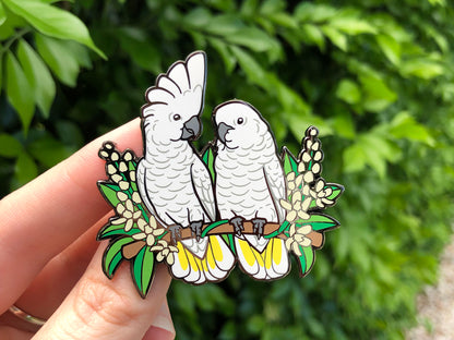 Umbrella / White Cockatoos Enamel Pin