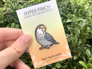 Peach-faced Lovebird - Slate (Grey) - Hard Enamel Pin