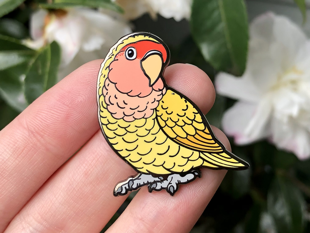Peach-faced Lovebird - Lutino (Yellow) - Hard Enamel Pin