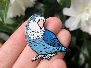Peach-faced Lovebird - Blue (White face) - Hard Enamel Pin