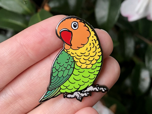 Fischer's Lovebird - Green (Orange Head) - Hard Enamel Pin