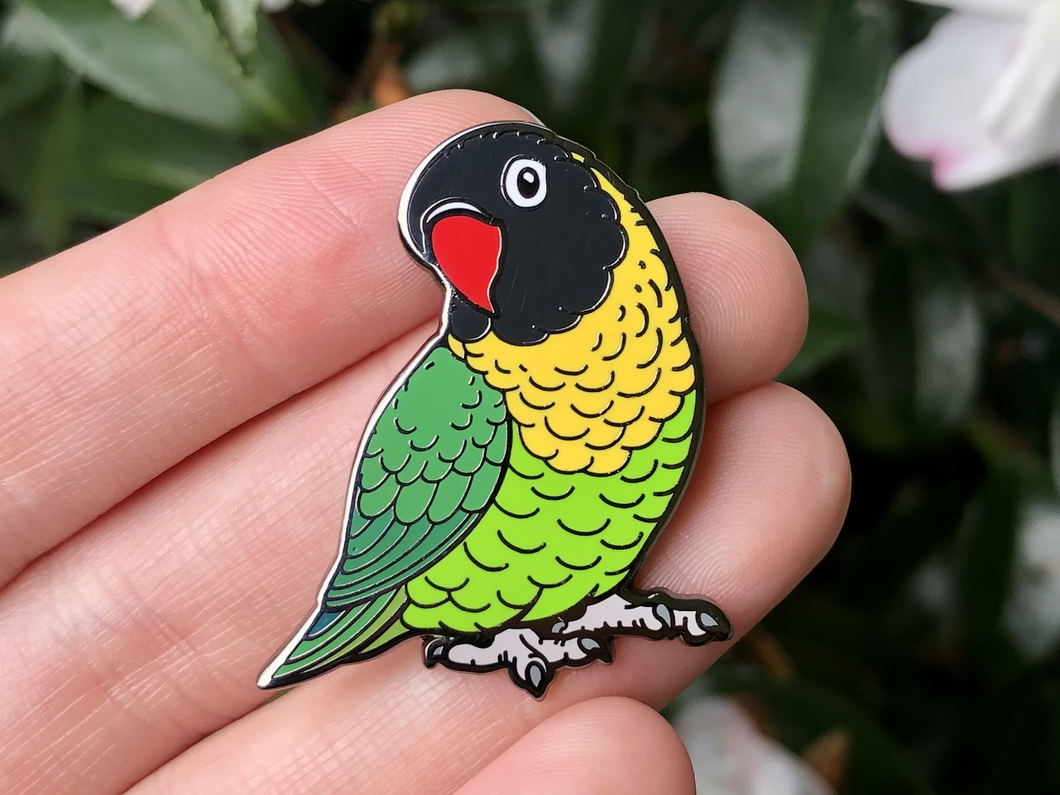 Masked Lovebird - Green - Hard Enamel Pin