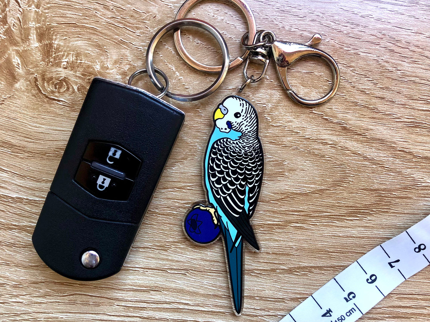 Blueberry the Budgerigar Keychain