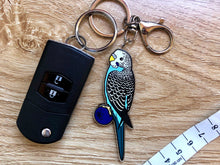 Load image into Gallery viewer, Blueberry the Budgerigar Keychain