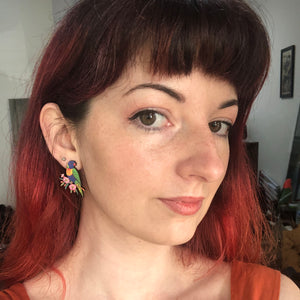 Rainbow Lorikeet Wooden Earrings