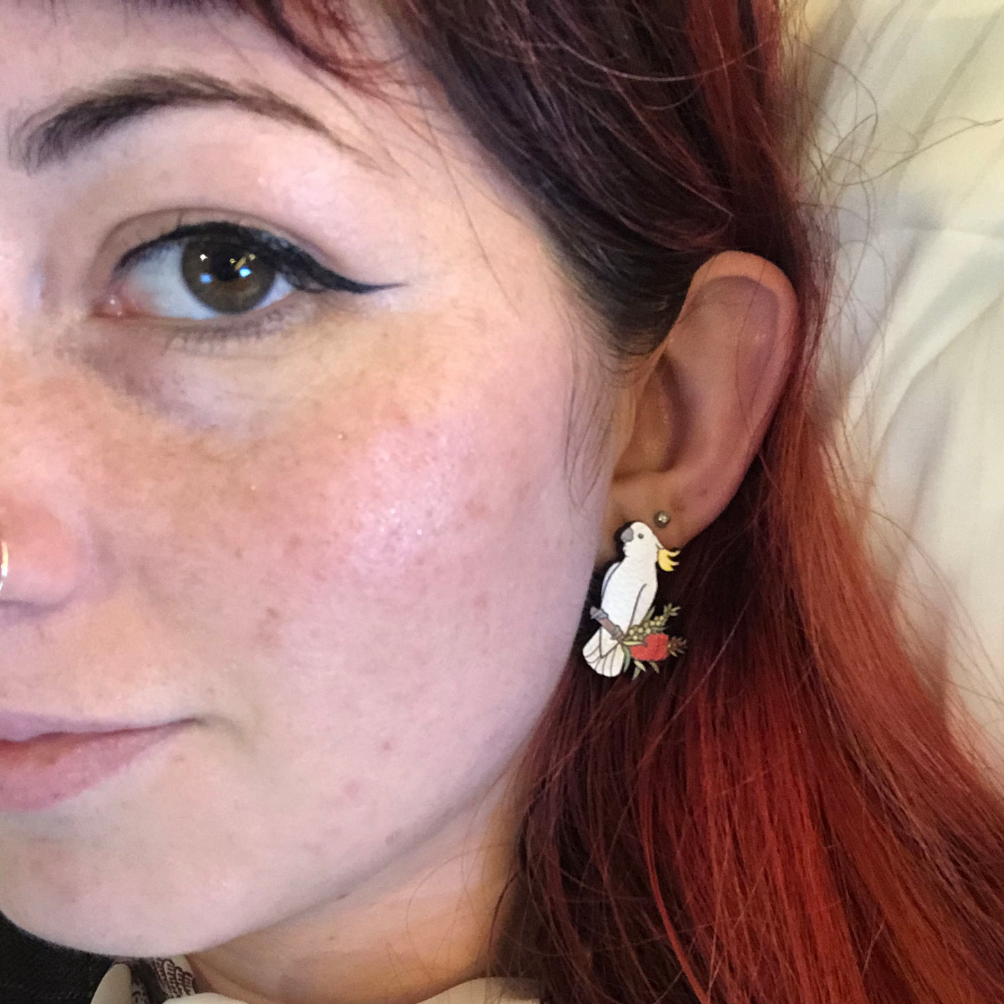 Sulphur-crested Cockatoo Wooden Earrings