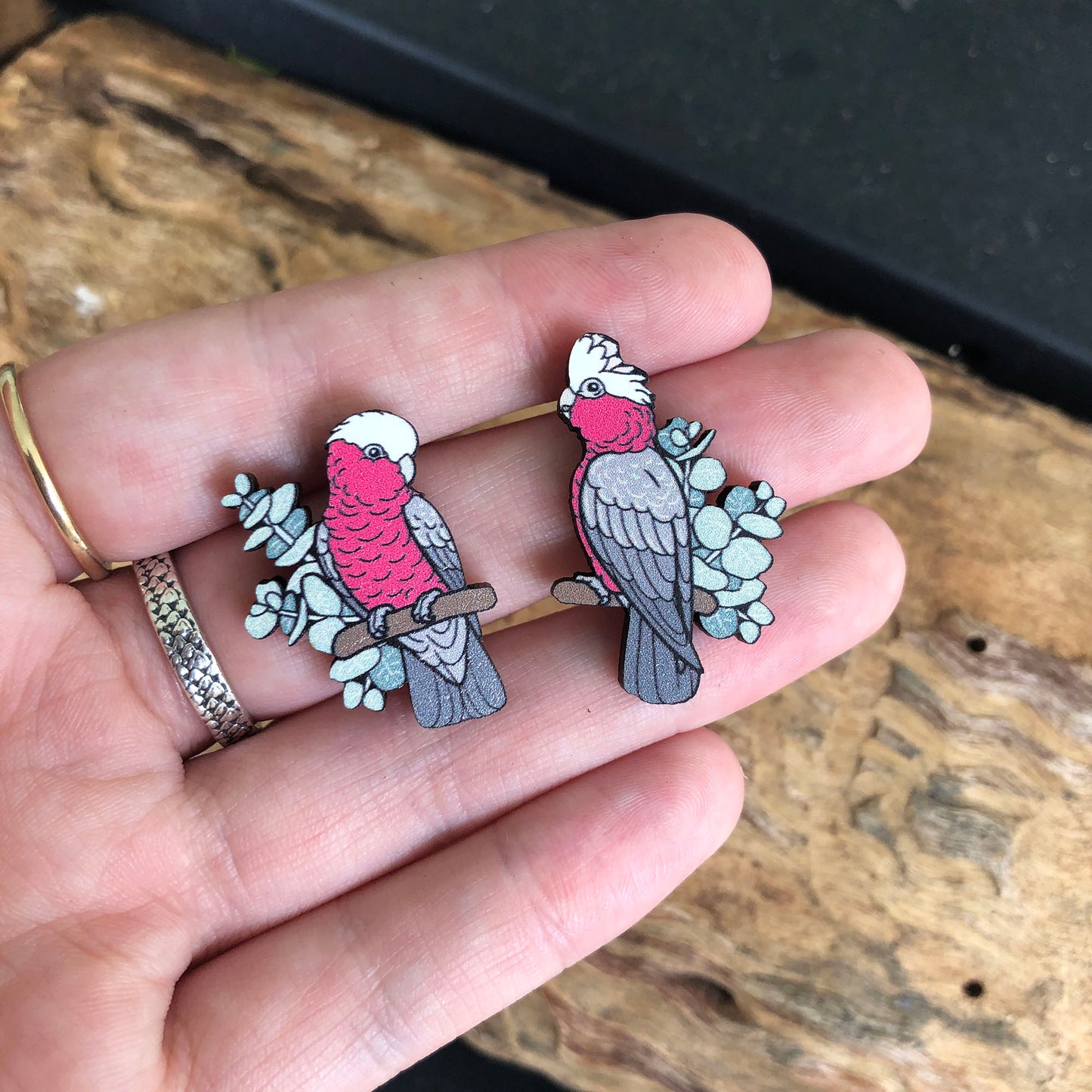 Galah Wooden Earrings