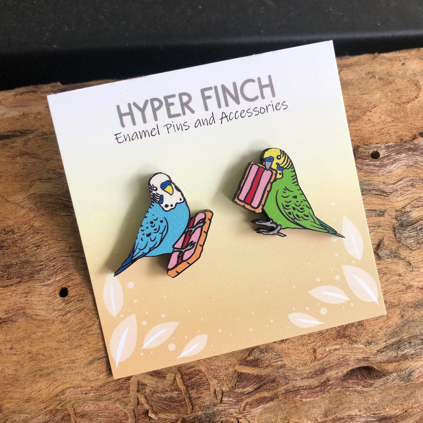 Budgie Bickie Break Wooden Earrings