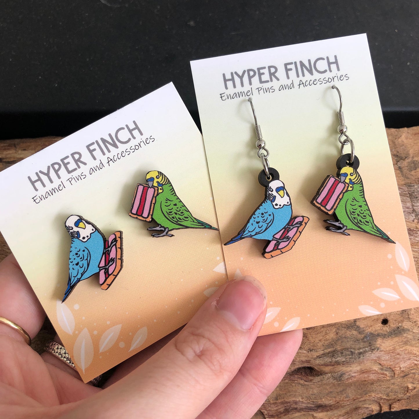 Budgie Bickie Break Wooden Earrings