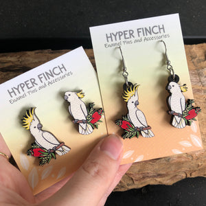 Sulphur-crested Cockatoo Wooden Earrings
