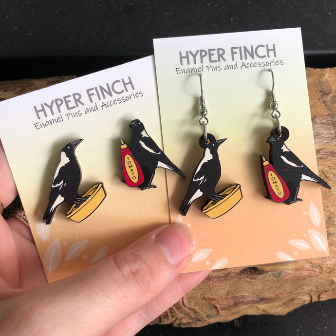 Magpie Pie Time Wooden Earrings