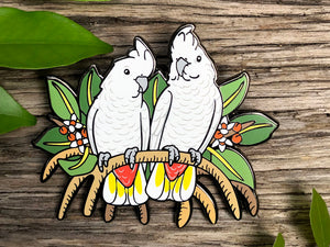 Philippine / Red-vented Cockatoos Hard Enamel Pin