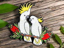 Load image into Gallery viewer, Sulphur-crested Cockatoos Hard Enamel Pin