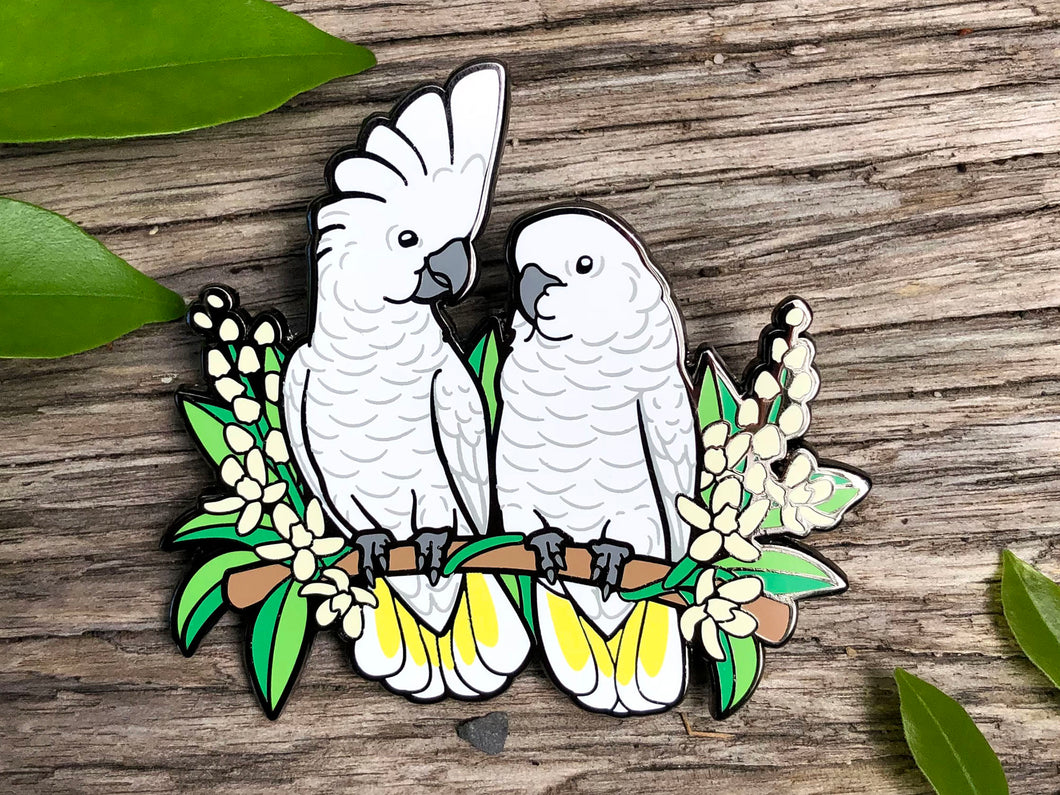 Umbrella / White Cockatoos Hard Enamel Pin