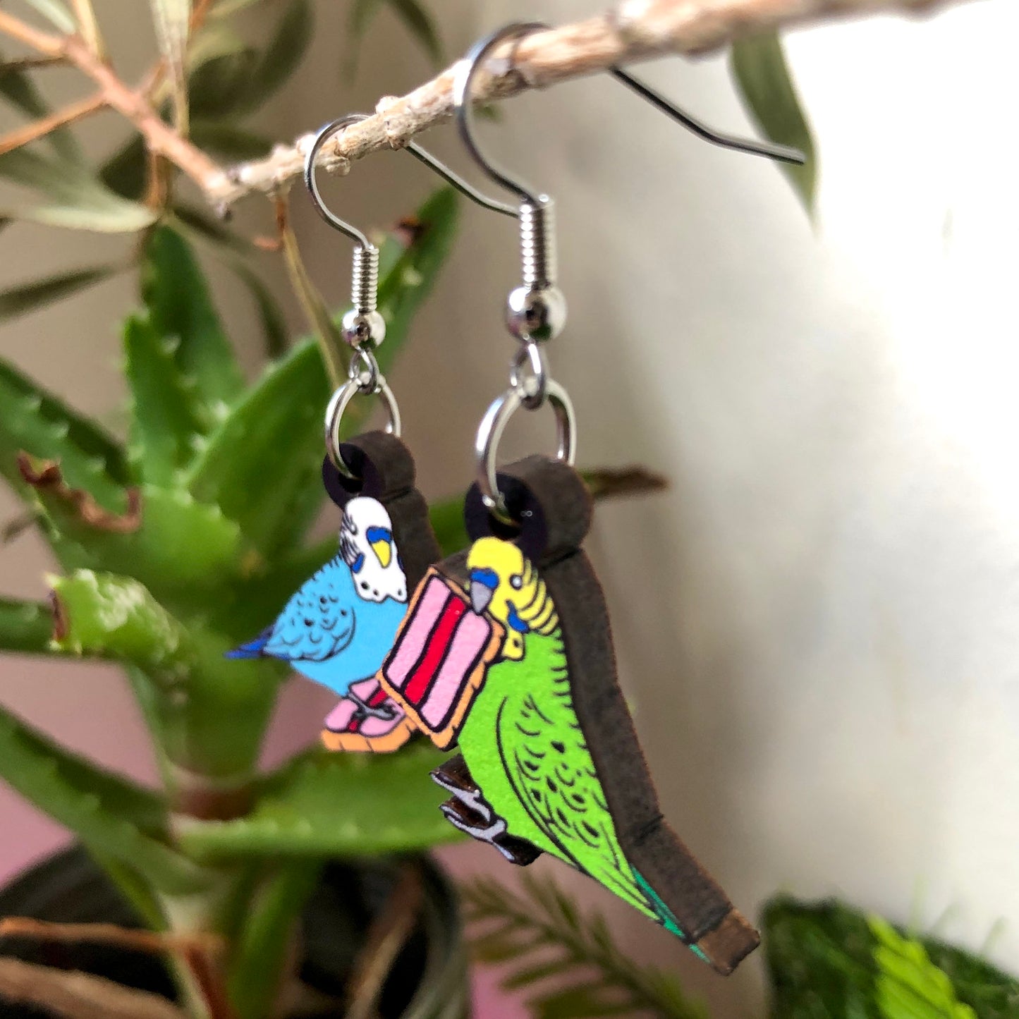 Budgie Bickie Break Wooden Earrings