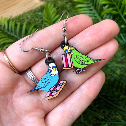 Budgie Bickie Break Wooden Earrings