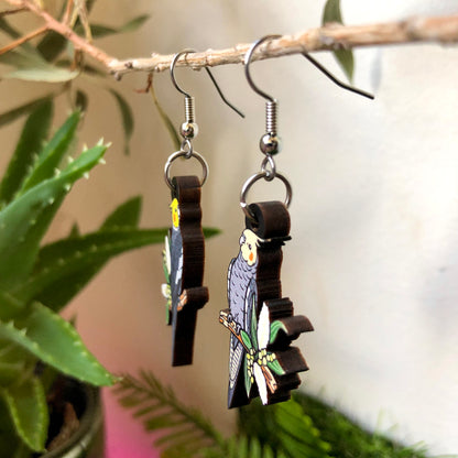 Cockatiel Wooden Earrings