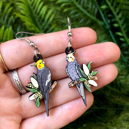 Cockatiel Wooden Earrings