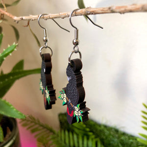 Red-tailed Black Cockatoo Wooden Earrings
