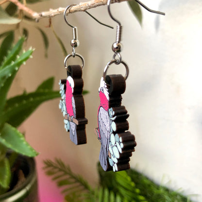 Galah Wooden Earrings