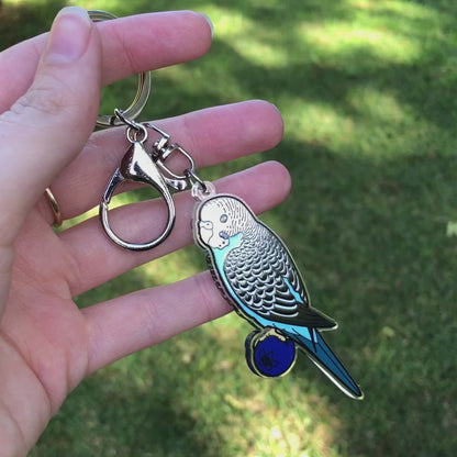 Blueberry the Budgerigar Keychain