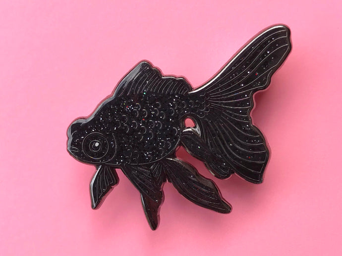 Black Moor Goldfish Hard Enamel Pin