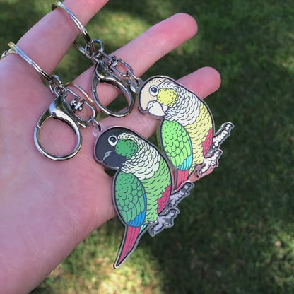 Pineapple Green-cheeked Conure Keychain