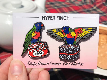 Lorikeet Lamington Lunch Enamel Pin Set