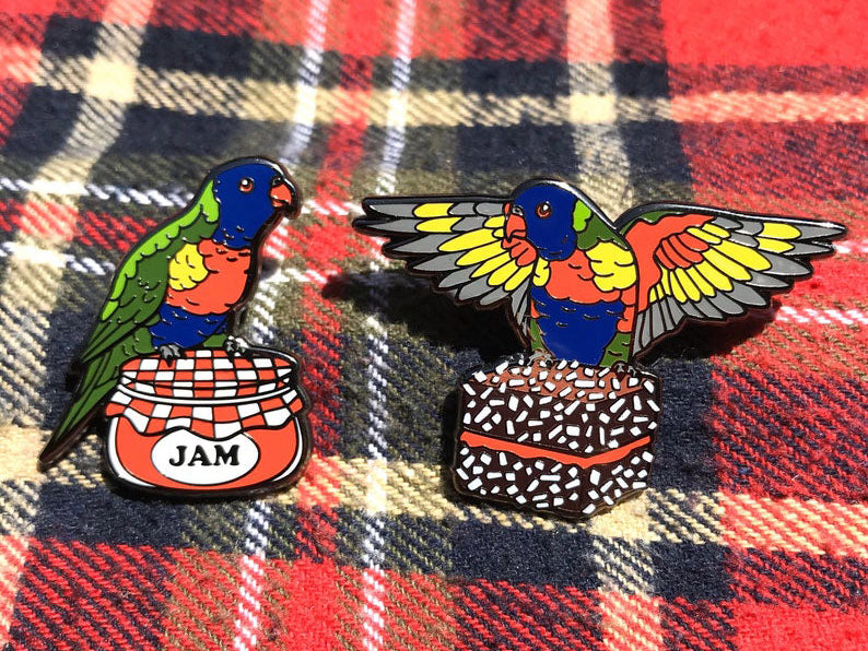 Lorikeet Lamington Lunch Enamel Pin Set